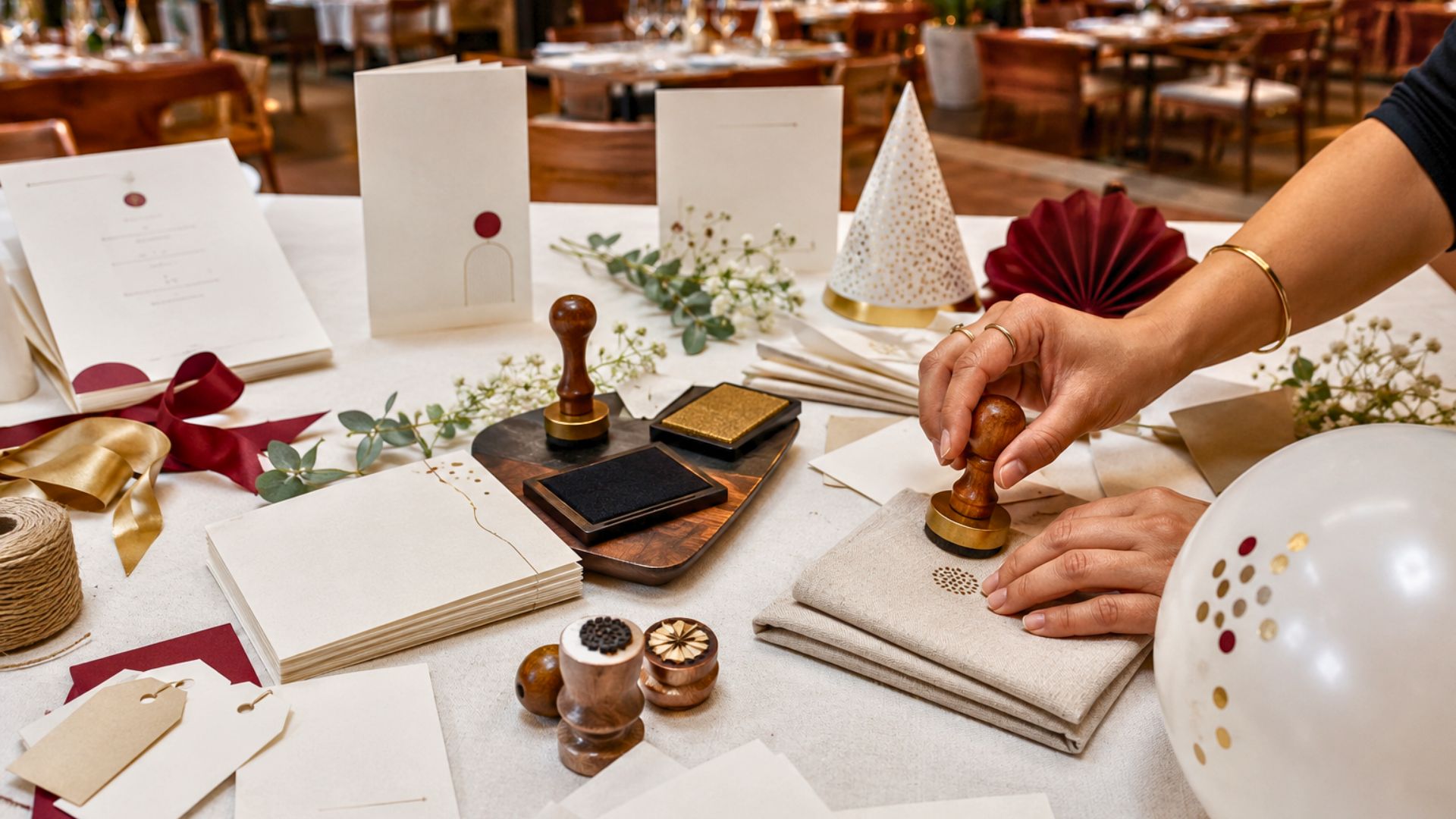 Personalized New Year stationery items for guests